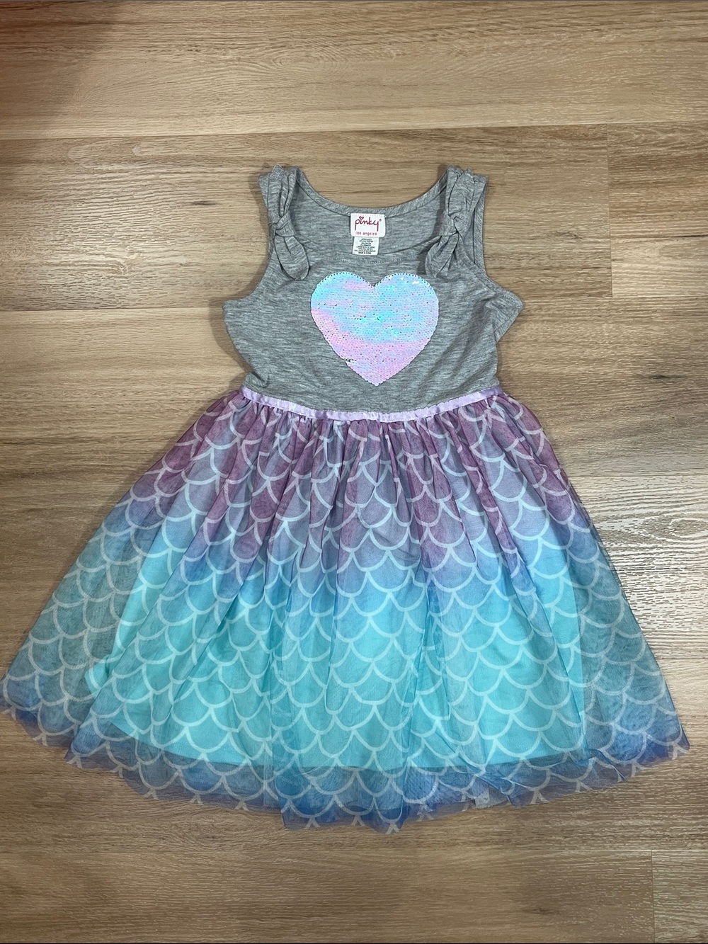Pinky Los Angeles Girls Mermaid Tutu Dress Sequin Heart Tulle Ombré Dress, 7
